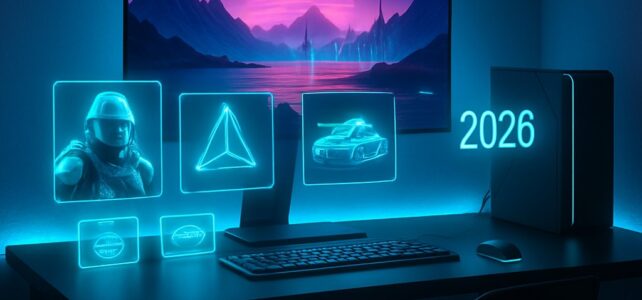 Ilustrasi Eksplorasi Game Online 2026: Desain Elegan, Grafis Futuristik